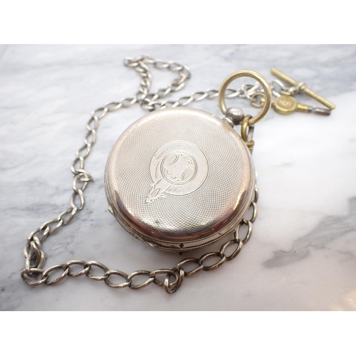 224 - A Continental silver cased open faced Pocket Watch the white enamel dial with roman numerals and sub... 