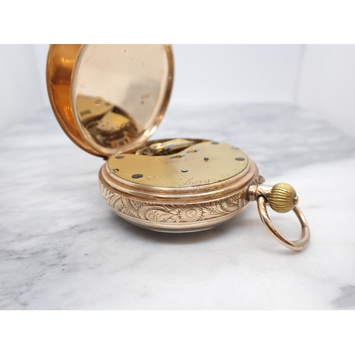 228 - An early 20th Century 9ct gold cased open faced keyless wind Pocket Watch the white enamel dial with... 