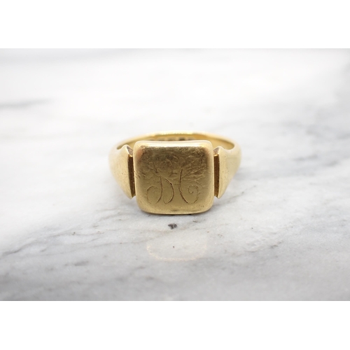 291 - An 18ct gold Signet Ring engraved monogram, ring size S, approx 10gms