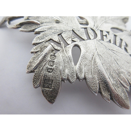 3 - A George IV silver Madeira Label in the form of a vine leaf, London 1828, maker: Charles Rawlings an... 