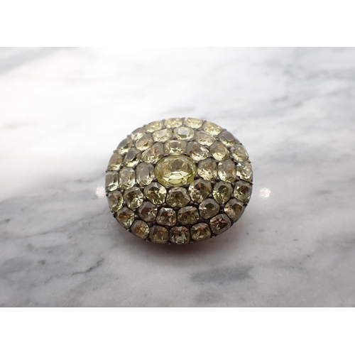 303 - An 18th Century Iberian Chrysoberyl Cluster Brooch pavé-set  graduated old-cut stones, with later pi... 