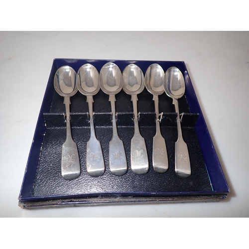 31 - Six Victorian silver Teaspoons, fiddle pattern, engraved initial H, London 1887