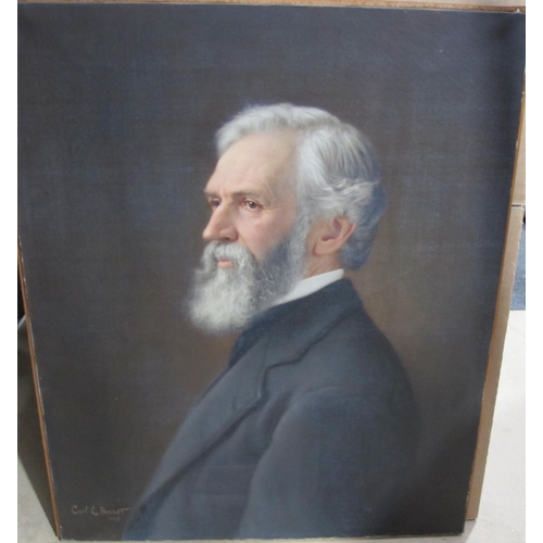 378 - CARL LUDWIG BRANDT (1831-1905). Portrait of Jeremy Francis Gilmer, quarter-length, wearing a grey ja... 