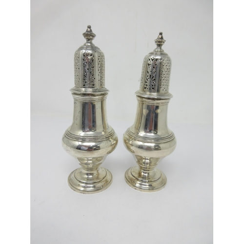 38 - A pair of George V silver Sugar Casters, London 1929