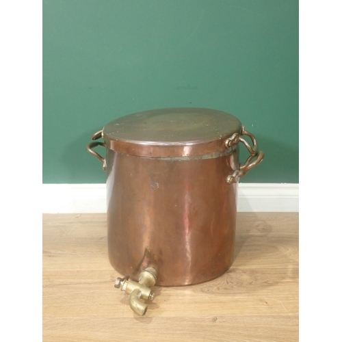 466 - A large antique copper two-handled Boiler and Cover, stamped Wilson & Son, Late Barron & Wilson,  Ki... 