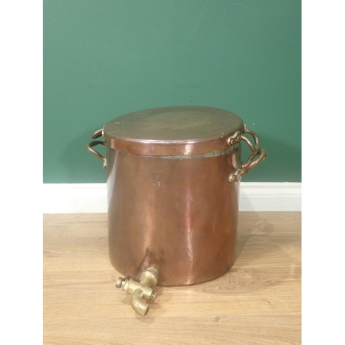 466 - A large antique copper two-handled Boiler and Cover, stamped Wilson & Son, Late Barron & Wilson,  Ki... 