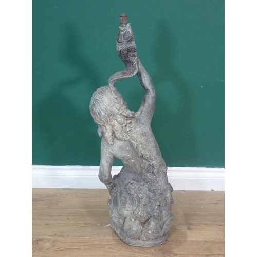 479 - A lead Garden Water Feature in the form of a maiden holding a fish, 2ft 8in H