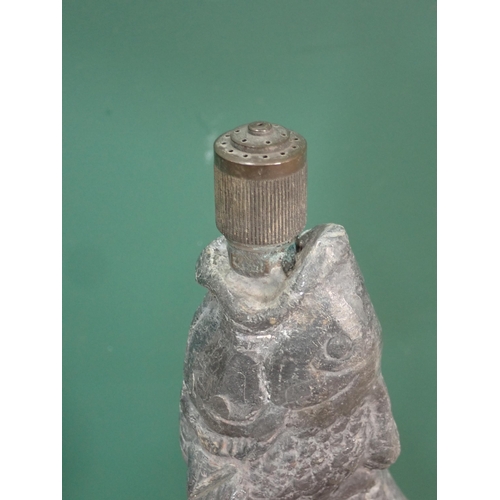 479 - A lead Garden Water Feature in the form of a maiden holding a fish, 2ft 8in H