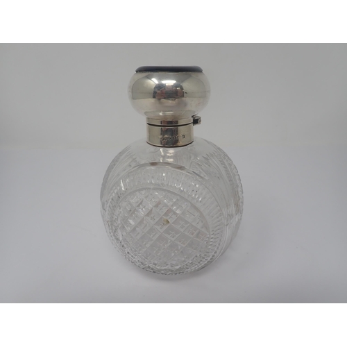 48 - A George V silver and tortoiseshell lidded cut glass Scent Bottle, Birmingham 1916