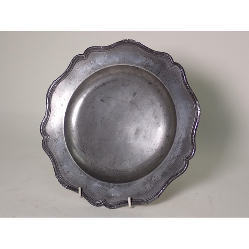 482 - An 18th Century Pewter Dish, Stynt Duncombe, Bewdley, with silver shape rim, 9 1/2 in diam