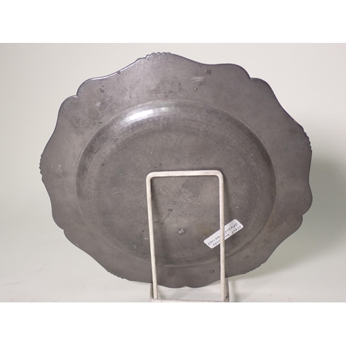 482 - An 18th Century Pewter Dish, Stynt Duncombe, Bewdley, with silver shape rim, 9 1/2 in diam