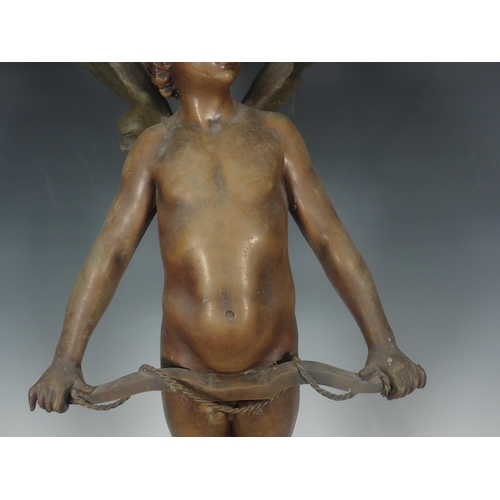 485 - A Figure of an Angel with bronze effect raised on a plinth, 2ft 1in H overall