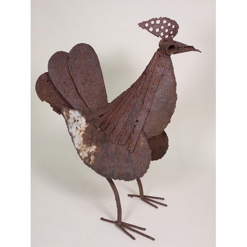 491 - In the style of Walenty Pytel; a 20th Century metal Sculpture of a Cockerel 1ft 8in H x 1ft 3in L