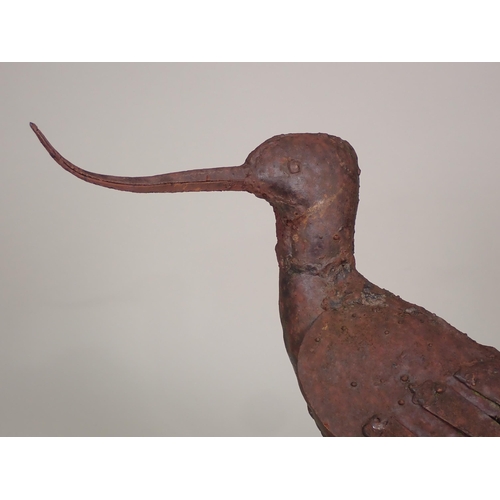 492 - In the style of Walenty Pytel; a 20th Century metal Sculpture of an Avocet 17in H x 14in L