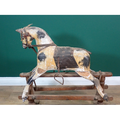 495 - A 19th Century dappled palomino Rocking Horse of small proportions with original saddle and bridle o... 