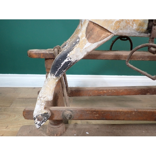 495 - A 19th Century dappled palomino Rocking Horse of small proportions with original saddle and bridle o... 