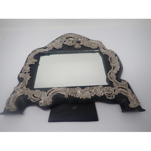 50 - An Edward VII silver mounted Easel Mirror with floral and scroll embossing, London 1908, maker: W. C... 