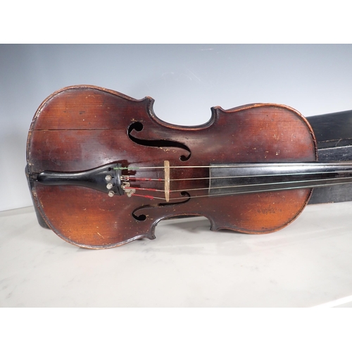 506 - A Viola with perfling and two piece back complete wih bow in case