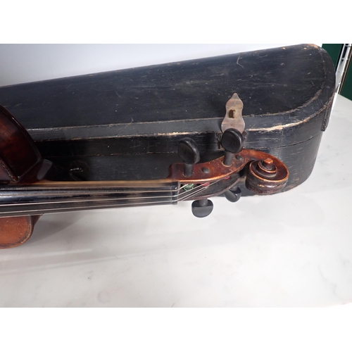 506 - A Viola with perfling and two piece back complete wih bow in case