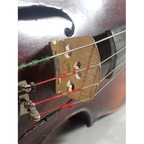 506 - A Viola with perfling and two piece back complete wih bow in case