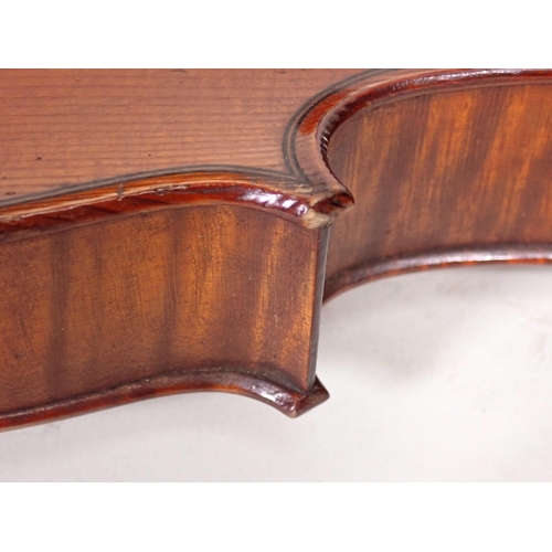 508 - A full size Violin with single perfling to the top and the two piece back with interior label 