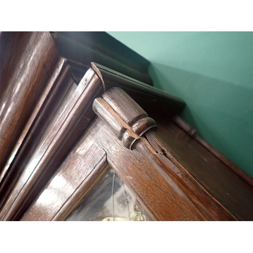 525 - An 18th Century oak Longcase Clock with square brass dial, inscribed Arth. Bristow, Eversley, with s... 