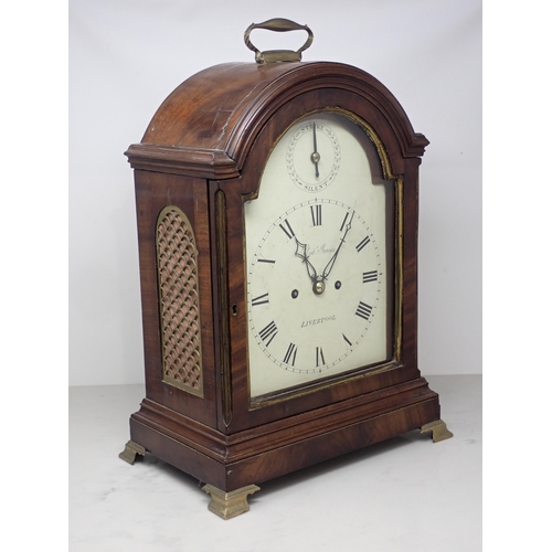 534 - A 19th Century mahogany Bracket Clock by Robert Jones, Liverpool, with hour repeater, eight day twin... 