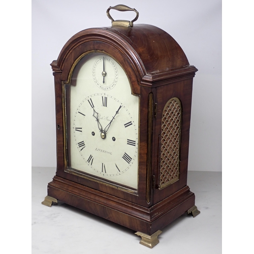 534 - A 19th Century mahogany Bracket Clock by Robert Jones, Liverpool, with hour repeater, eight day twin... 