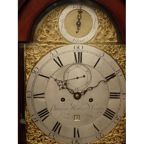 535 - An early 19th Century mahogany Longcase Clock by Charles Howse , London with arched brass dial, silv... 