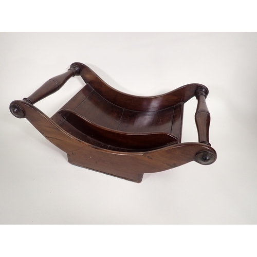 545 - A Georgian mahogany Cheese Coaster with adjustable divider and turned handles, 17in, repaired