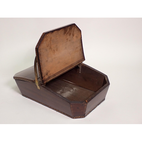 554 - A Georgian mahogany and crossbanded Cutlery Box with brass handle and two hinged lids and friezes of... 