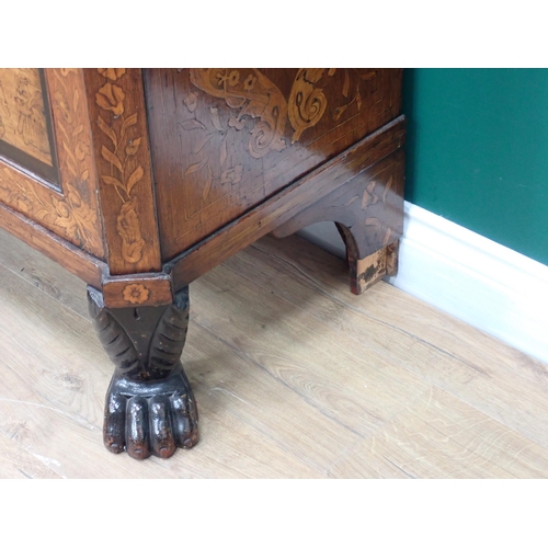 563 - An 18th Century Dutch rosewood and marquetry Escritoire with fall front beneath drawer and above pai... 