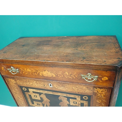 563 - An 18th Century Dutch rosewood and marquetry Escritoire with fall front beneath drawer and above pai... 