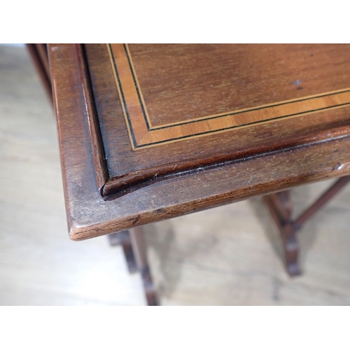 593 - An Edwardian quartetto of mahogany Tables, crossbanded in satinwood and raised on turned supports