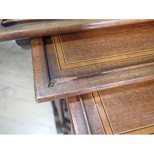 593 - An Edwardian quartetto of mahogany Tables, crossbanded in satinwood and raised on turned supports