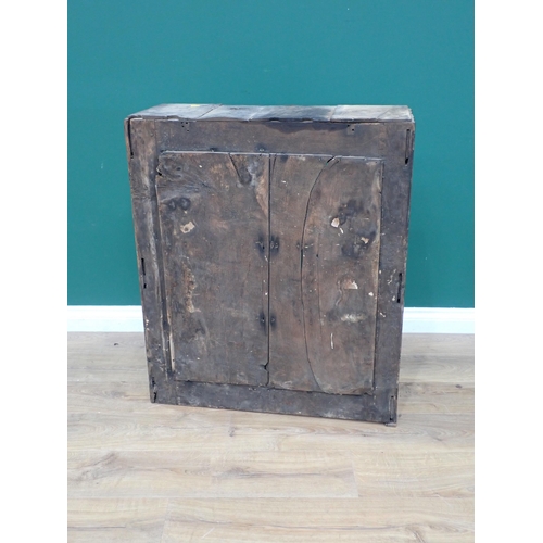 594 - A 17th Century and later oak and glazed Wall Cupboard with channel moulded frame 2ft 11in H x 2ft 5i... 