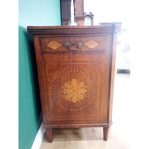 598 - A late 18th Century Dutch marquetry inlaid Cabinet with hinged lid fitted with two folding shelves b... 