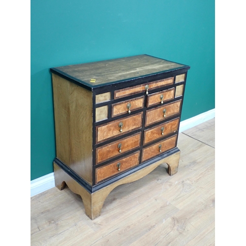 618 - An 18th Century American Colonial walnut veneered and rosewood crossbanded Chest of nine drawers mou... 