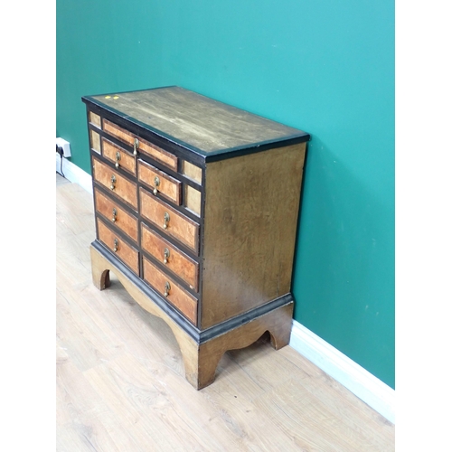 618 - An 18th Century American Colonial walnut veneered and rosewood crossbanded Chest of nine drawers mou... 