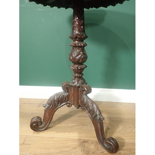 643 - A 19th Century hardwood (possibly rosewood) Pillar Table with circular top having egg and dart borde... 