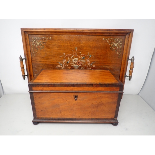 645 - A 19th Century satinwood Tea Caddy with rosewood banding, the hinged lid enclosing two lidded boxes ... 