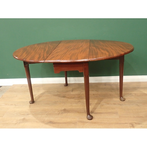 659 - An 18th Century walnut oval dropleaf Dining Table mounted upon turned supports and pad feet 3ft 6in ... 