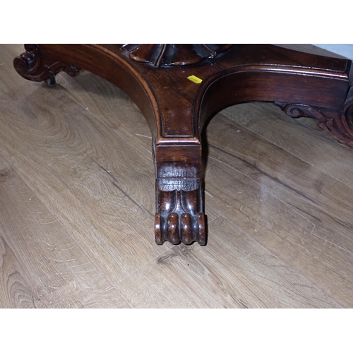 667 - A William IV rosewood fold-over Card Table on baluster turned column and platform base and scroll fe... 