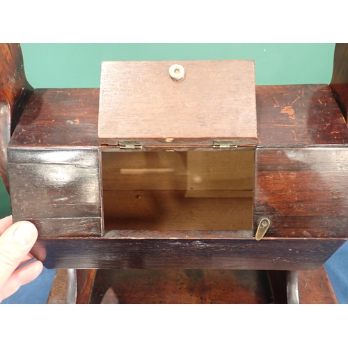 670 - A mahogany and rosewood Ballot Box with rotating octagonal barrel on shaped supports 16inn H x 17in ... 