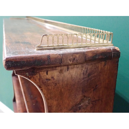 686 - A 19th Century mahogany Waterfall Bookcase with pierced brass gallery, mahogany fronted stained pine... 