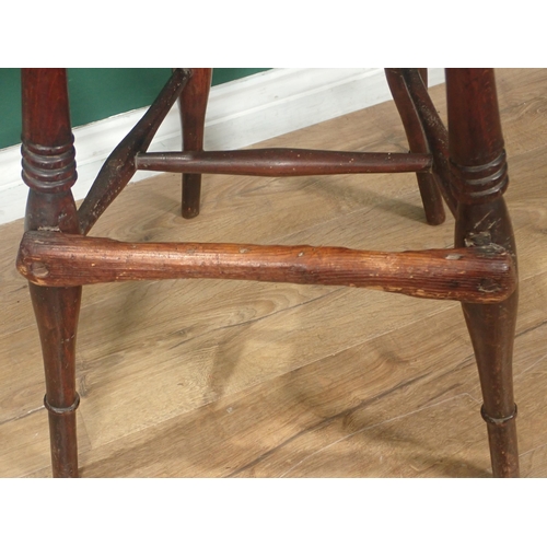 694 - A 19th Century fruitwood and elm child's Oxford High Chair on turned supports and stretchers