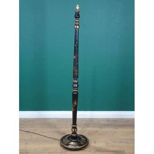 702 - An antique chinoiserie lacquered Standard Lamp on circular base 5ft 2in