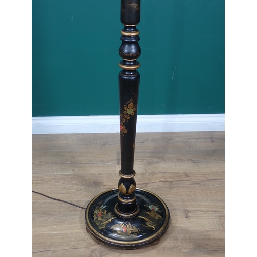 702 - An antique chinoiserie lacquered Standard Lamp on circular base 5ft 2in