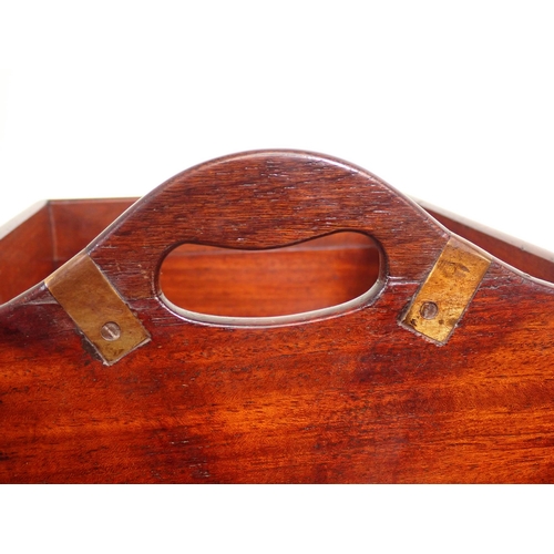 709 - A Georgian mahogany two division Book Trough wIth carrying handle 2ft 1 1/2in W x 4 1/2in H