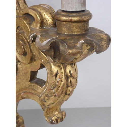 728 - A 19th Century Italianate giltwood two-branch Wall Light Fitting with scrolled and foliate design, 1... 